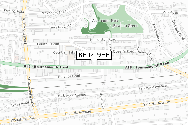 BH14 9EE map - large scale - OS Open Zoomstack (Ordnance Survey)