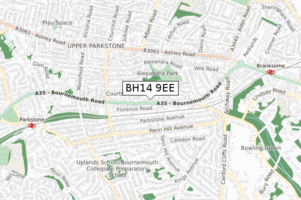 BH14 9EE map - small scale - OS Open Zoomstack (Ordnance Survey)