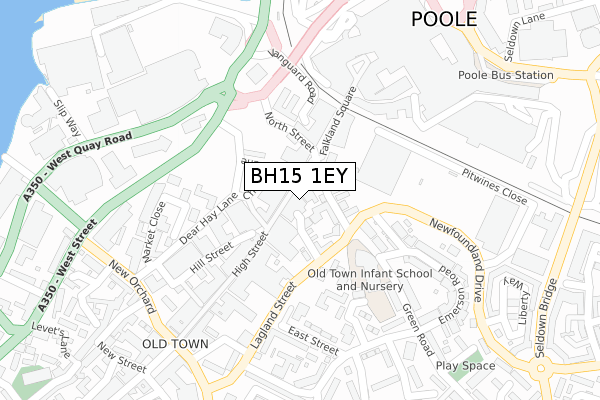 BH15 1EY map - large scale - OS Open Zoomstack (Ordnance Survey)