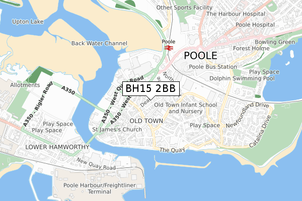 BH15 2BB map - small scale - OS Open Zoomstack (Ordnance Survey)