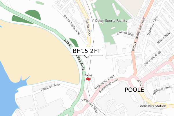 BH15 2FT map - large scale - OS Open Zoomstack (Ordnance Survey)