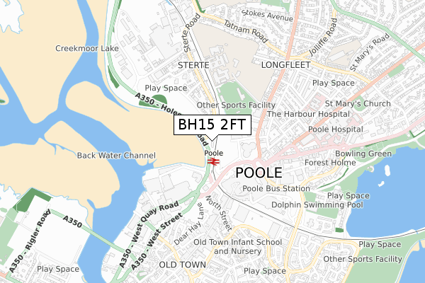 BH15 2FT map - small scale - OS Open Zoomstack (Ordnance Survey)