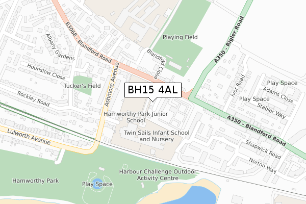 BH15 4AL map - large scale - OS Open Zoomstack (Ordnance Survey)