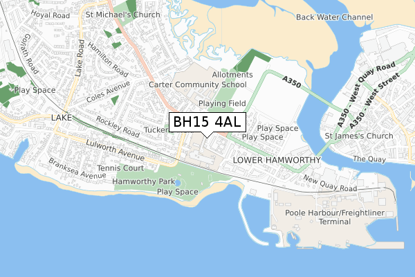 BH15 4AL map - small scale - OS Open Zoomstack (Ordnance Survey)