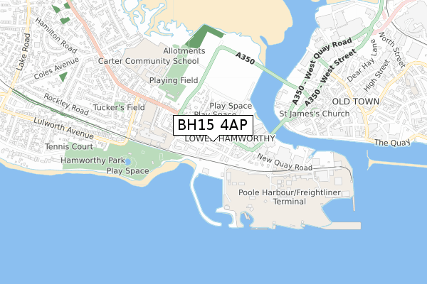 BH15 4AP map - small scale - OS Open Zoomstack (Ordnance Survey)