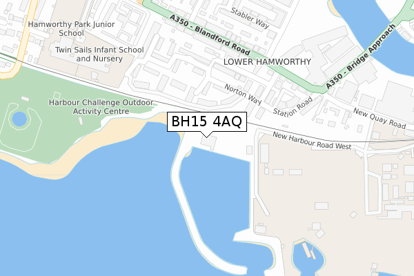 BH15 4AQ map - large scale - OS Open Zoomstack (Ordnance Survey)