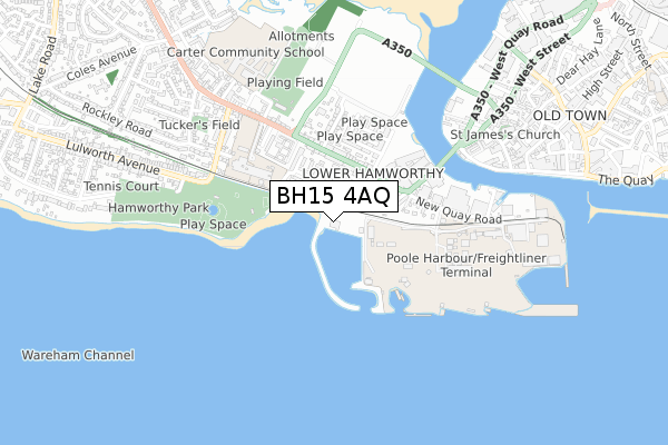 BH15 4AQ map - small scale - OS Open Zoomstack (Ordnance Survey)