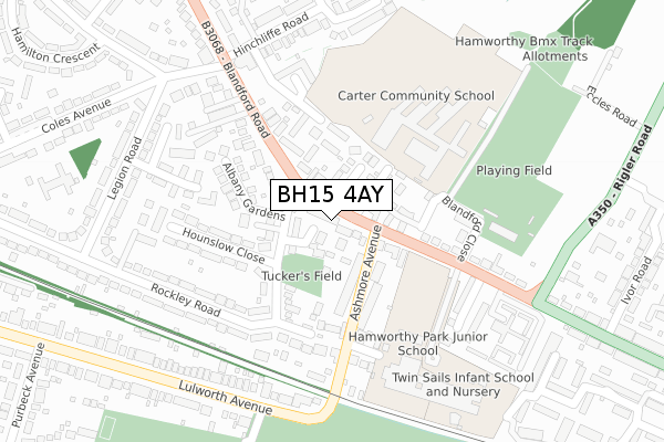 BH15 4AY map - large scale - OS Open Zoomstack (Ordnance Survey)