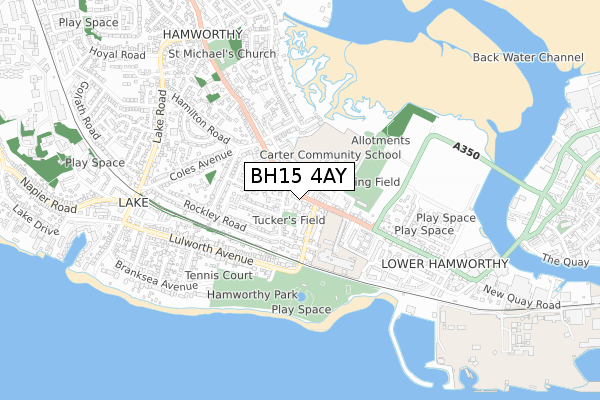 BH15 4AY map - small scale - OS Open Zoomstack (Ordnance Survey)