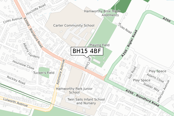 BH15 4BF map - large scale - OS Open Zoomstack (Ordnance Survey)