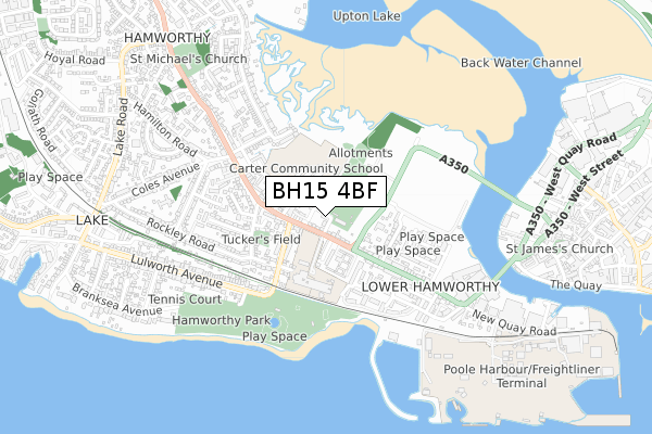 BH15 4BF map - small scale - OS Open Zoomstack (Ordnance Survey)