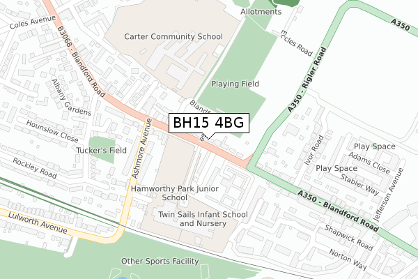 BH15 4BG map - large scale - OS Open Zoomstack (Ordnance Survey)