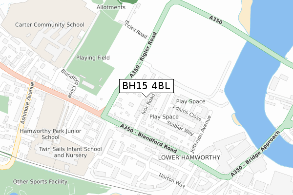 BH15 4BL map - large scale - OS Open Zoomstack (Ordnance Survey)