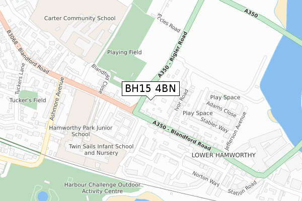 BH15 4BN map - large scale - OS Open Zoomstack (Ordnance Survey)