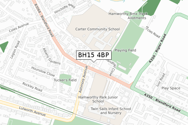 BH15 4BP map - large scale - OS Open Zoomstack (Ordnance Survey)