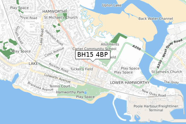 BH15 4BP map - small scale - OS Open Zoomstack (Ordnance Survey)