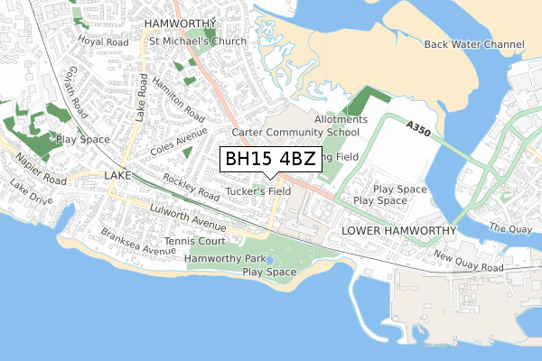 BH15 4BZ map - small scale - OS Open Zoomstack (Ordnance Survey)