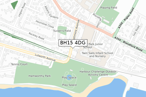 BH15 4DG map - large scale - OS Open Zoomstack (Ordnance Survey)