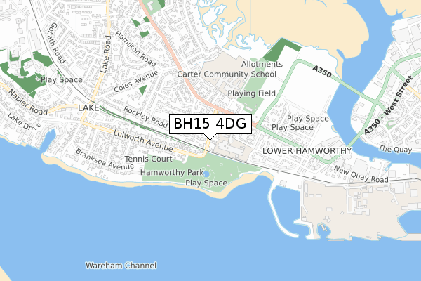 BH15 4DG map - small scale - OS Open Zoomstack (Ordnance Survey)