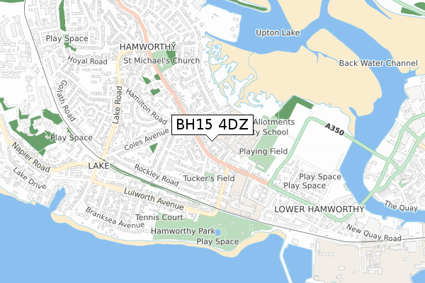 BH15 4DZ map - small scale - OS Open Zoomstack (Ordnance Survey)