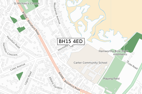 BH15 4ED map - large scale - OS Open Zoomstack (Ordnance Survey)