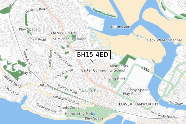 BH15 4ED map - small scale - OS Open Zoomstack (Ordnance Survey)