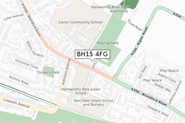 BH15 4FG map - large scale - OS Open Zoomstack (Ordnance Survey)