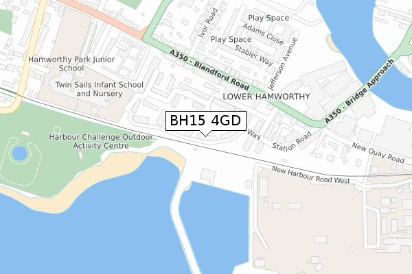 BH15 4GD map - large scale - OS Open Zoomstack (Ordnance Survey)