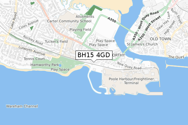 BH15 4GD map - small scale - OS Open Zoomstack (Ordnance Survey)