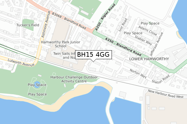 BH15 4GG map - large scale - OS Open Zoomstack (Ordnance Survey)