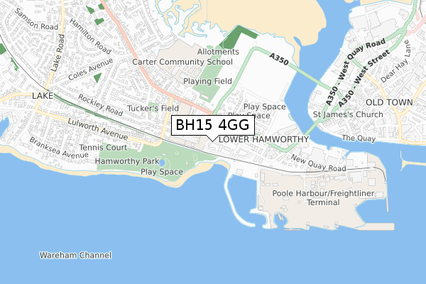 BH15 4GG map - small scale - OS Open Zoomstack (Ordnance Survey)