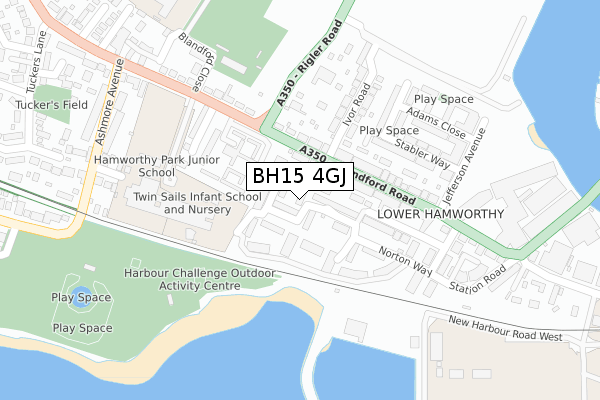 BH15 4GJ map - large scale - OS Open Zoomstack (Ordnance Survey)