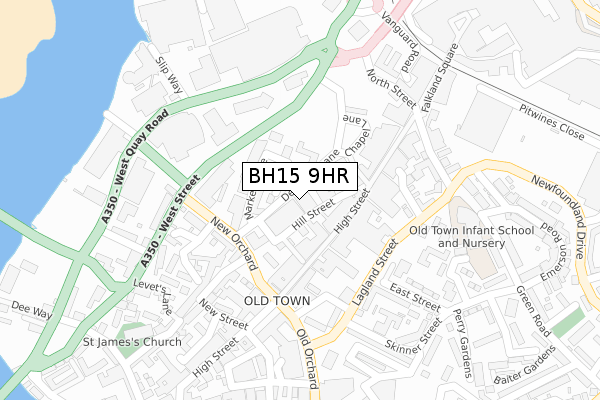 BH15 9HR map - large scale - OS Open Zoomstack (Ordnance Survey)