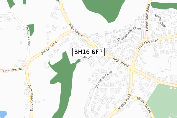 BH16 6FP map - large scale - OS Open Zoomstack (Ordnance Survey)