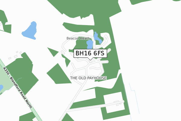 BH16 6FS map - large scale - OS Open Zoomstack (Ordnance Survey)