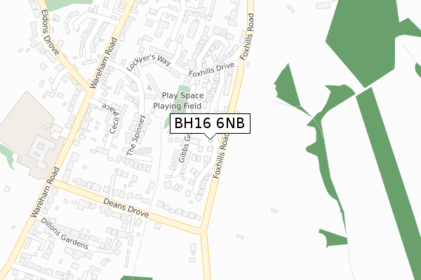 BH16 6NB map - large scale - OS Open Zoomstack (Ordnance Survey)