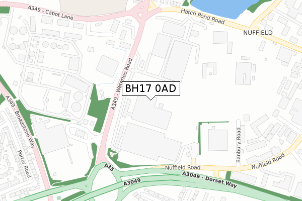 BH17 0AD map - large scale - OS Open Zoomstack (Ordnance Survey)