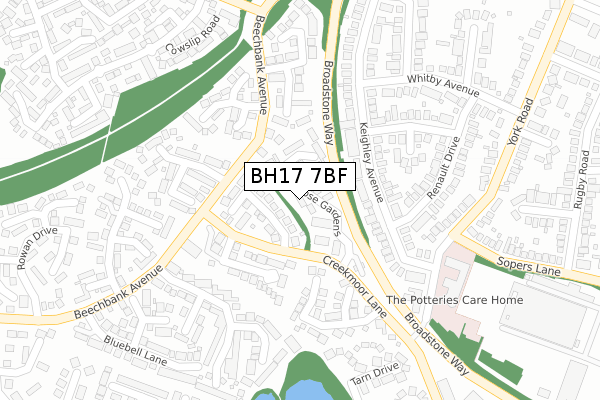 BH17 7BF map - large scale - OS Open Zoomstack (Ordnance Survey)