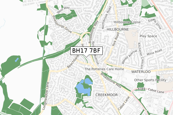 BH17 7BF map - small scale - OS Open Zoomstack (Ordnance Survey)