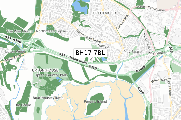 BH17 7BL map - small scale - OS Open Zoomstack (Ordnance Survey)