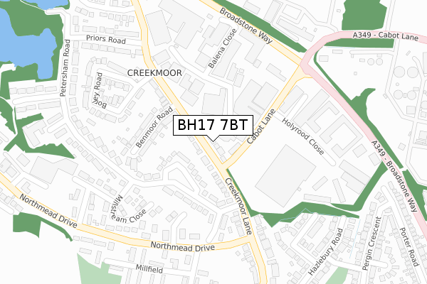 BH17 7BT map - large scale - OS Open Zoomstack (Ordnance Survey)