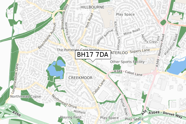 BH17 7DA map - small scale - OS Open Zoomstack (Ordnance Survey)