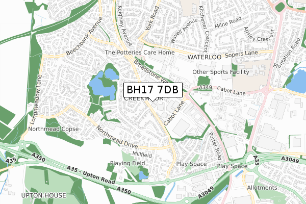 BH17 7DB map - small scale - OS Open Zoomstack (Ordnance Survey)