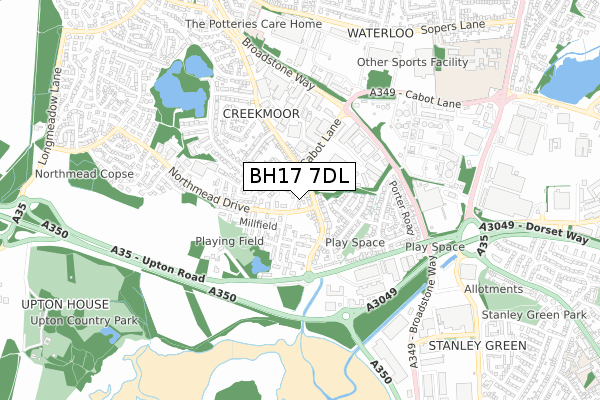 BH17 7DL map - small scale - OS Open Zoomstack (Ordnance Survey)