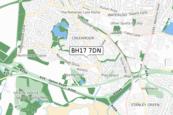 BH17 7DN map - small scale - OS Open Zoomstack (Ordnance Survey)