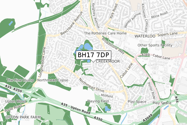 BH17 7DP map - small scale - OS Open Zoomstack (Ordnance Survey)