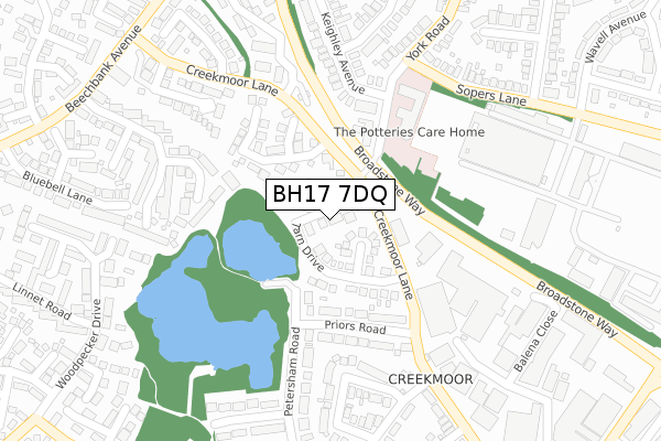 BH17 7DQ map - large scale - OS Open Zoomstack (Ordnance Survey)