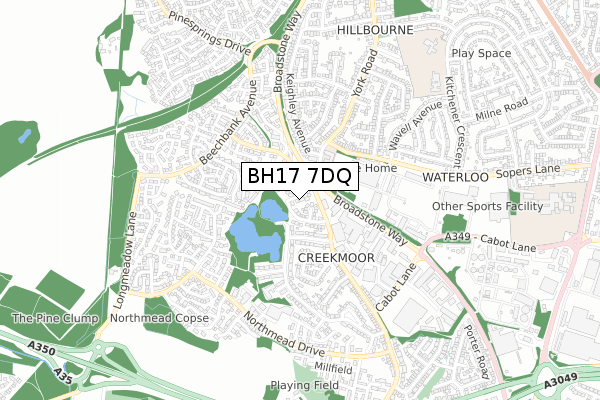 BH17 7DQ map - small scale - OS Open Zoomstack (Ordnance Survey)