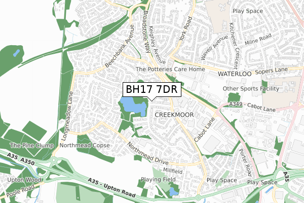 BH17 7DR map - small scale - OS Open Zoomstack (Ordnance Survey)