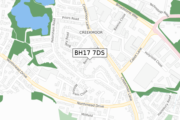 BH17 7DS map - large scale - OS Open Zoomstack (Ordnance Survey)